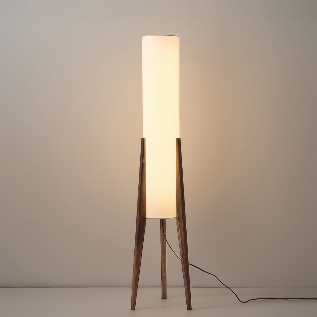 NoceLuxe | Elegante Lampada da Terra in Legno Massello Design Moderno 0