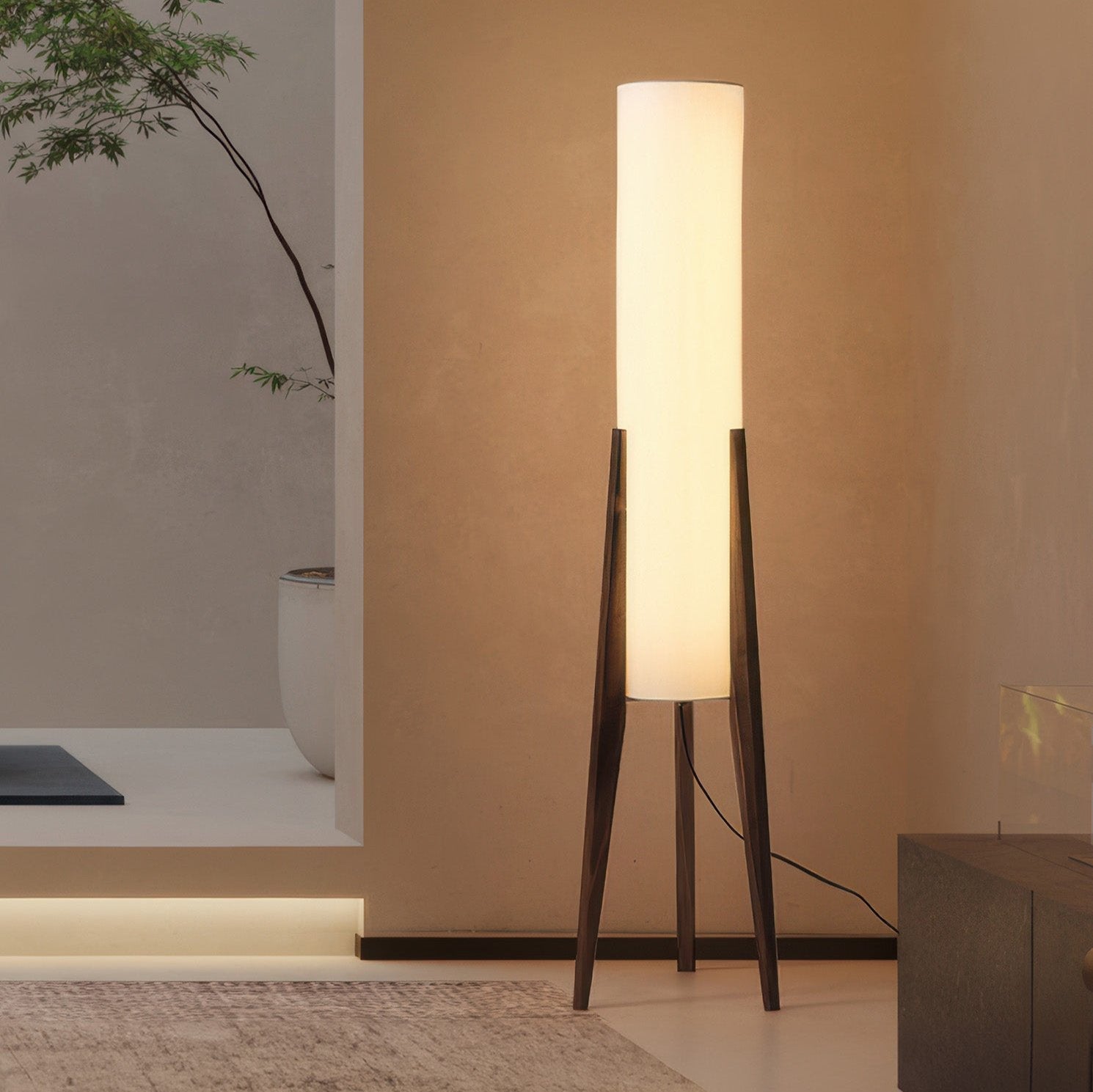 NoceLuxe | Elegante Lampada da Terra in Legno Massello Design Moderno 2