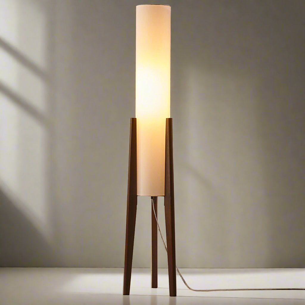 NoceLuxe | Elegante Lampada da Terra in Legno Massello Design Moderno 4